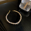 Metal Square Geometric Diamondencrusted Zircon Open Bracelet