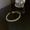 Metal Square Geometric Diamondencrusted Zircon Open Bracelet