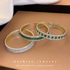 Metal Square Geometric Diamondencrusted Zircon Open Bracelet