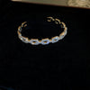 Metal Square Geometric Diamondencrusted Zircon Open Bracelet