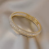 Metal Square Geometric Diamondencrusted Zircon Open Bracelet