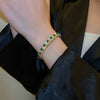 Metal Square Geometric Diamondencrusted Zircon Open Bracelet