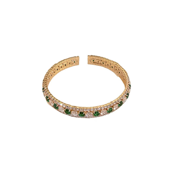 Metal Square Geometric Diamondencrusted Zircon Open Bracelet