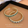 Metal Square Geometric Diamondencrusted Zircon Open Bracelet