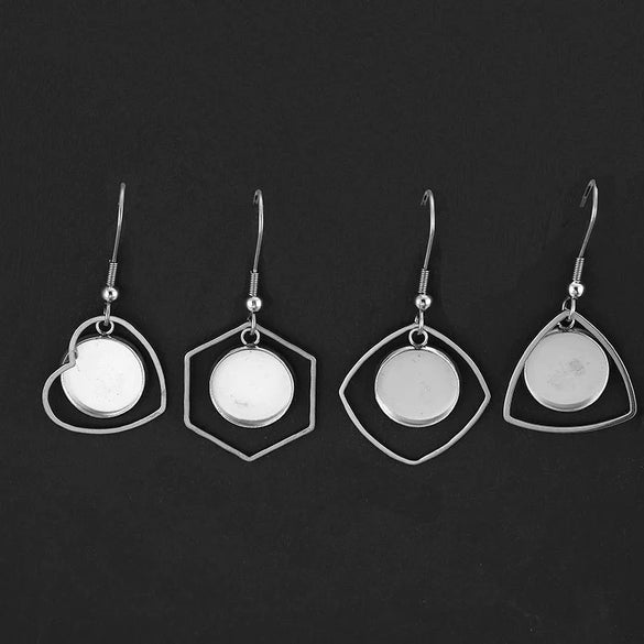 Metal Stainless Steel Geometric Irregular Ear Hook Empty Pendant Earrings Accessories With Electroplating Treatment