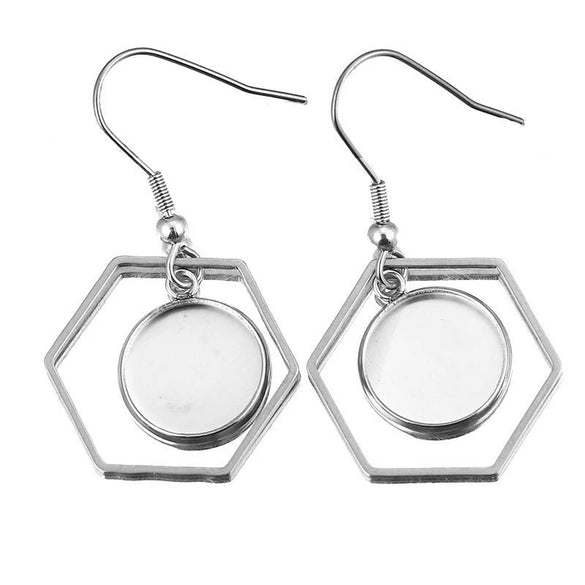 Metal Stainless Steel Geometric Irregular Ear Hook Empty Pendant Earrings Accessories With Electroplating Treatment