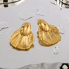 Metal Stainless Steel Geometric Leaf Earrings For Women With 18K Vacuum Plating In Furnace Unique Design Simple High End Sense