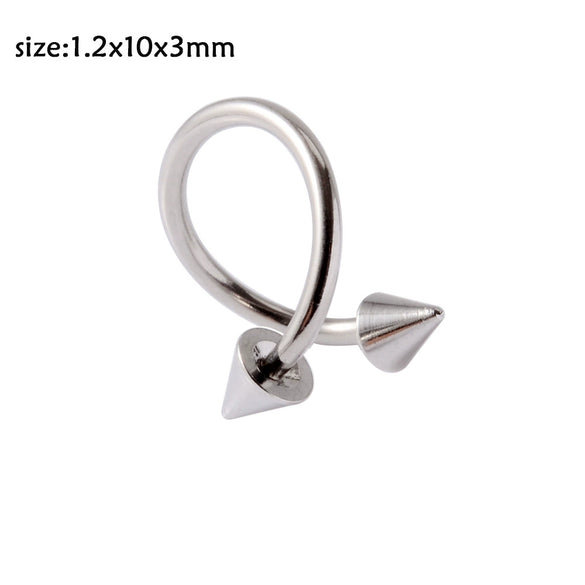 Metal Stainless Steel Geometric Pointed Cone Ball Winding Sshaped Piercing Ear Stud And Circle Cannula Nose Ring Electroplated