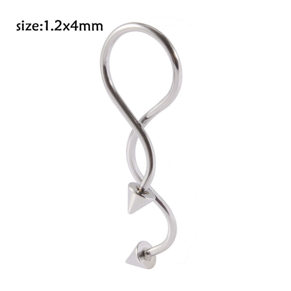 Metal Stainless Steel Geometric Pointed Cone Ball Winding Sshaped Piercing Ear Stud And Circle Cannula Nose Ring Electroplated