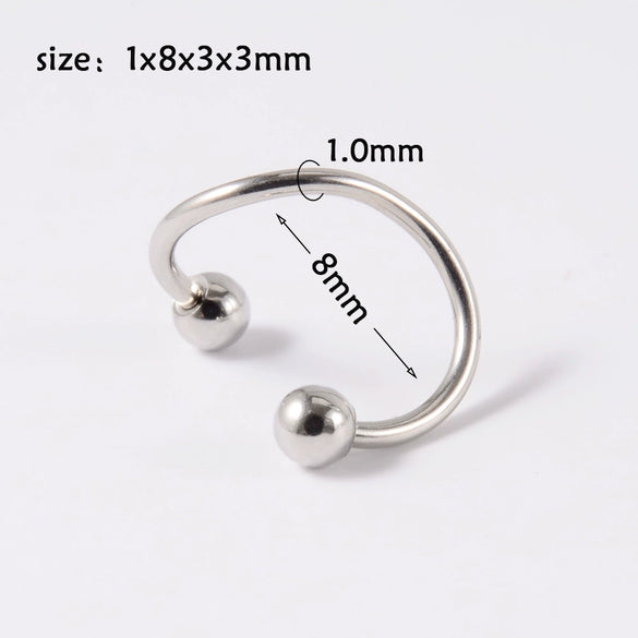 Metal Stainless Steel Geometric Pointed Cone Ball Winding Sshaped Piercing Ear Stud And Circle Cannula Nose Ring Electroplated