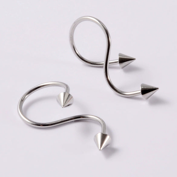 Metal Stainless Steel Geometric Pointed Cone Ball Winding Sshaped Piercing Ear Stud And Circle Cannula Nose Ring Electroplated