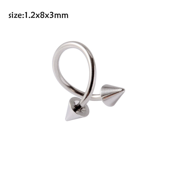 Metal Stainless Steel Geometric Pointed Cone Ball Winding Sshaped Piercing Ear Stud And Circle Cannula Nose Ring Electroplated