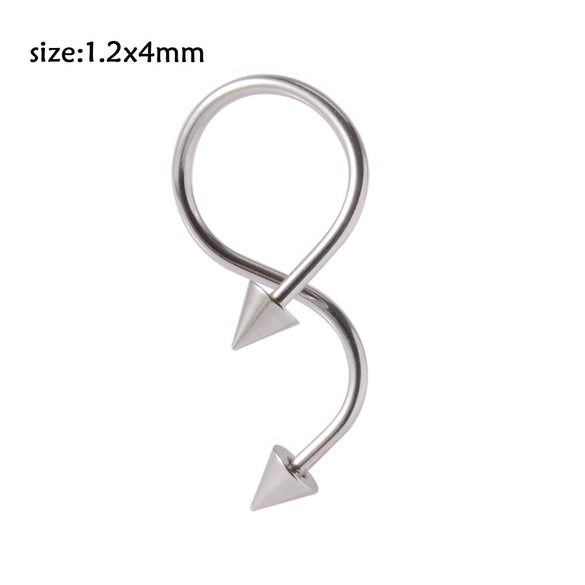 Metal Stainless Steel Geometric Pointed Cone Ball Winding Sshaped Piercing Ear Stud And Circle Cannula Nose Ring Electroplated