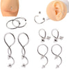 Metal Stainless Steel Geometric Pointed Cone Ball Winding Sshaped Piercing Ear Stud And Circle Cannula Nose Ring Electroplated