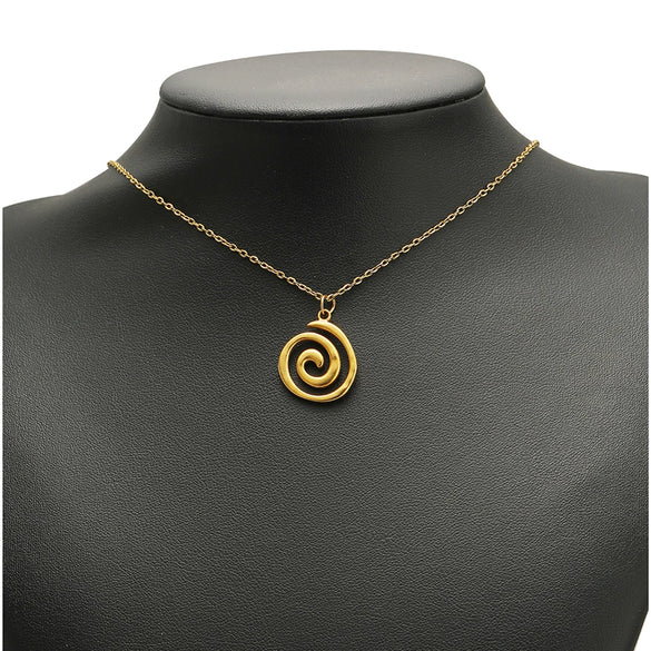 Metal Stainless Steel Gold Round Vortex Spiral Swirl Pendant Jewelry Accessories With Electroplating