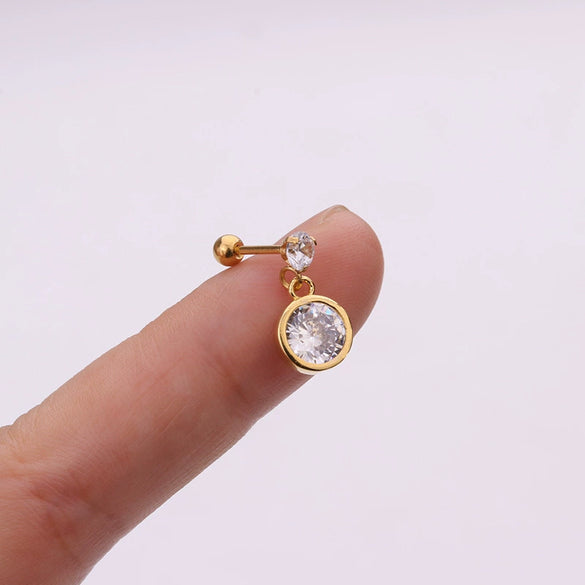 Metal Stainless Steel Heart Shaped Inlaid Zircon Cartilage Earrings