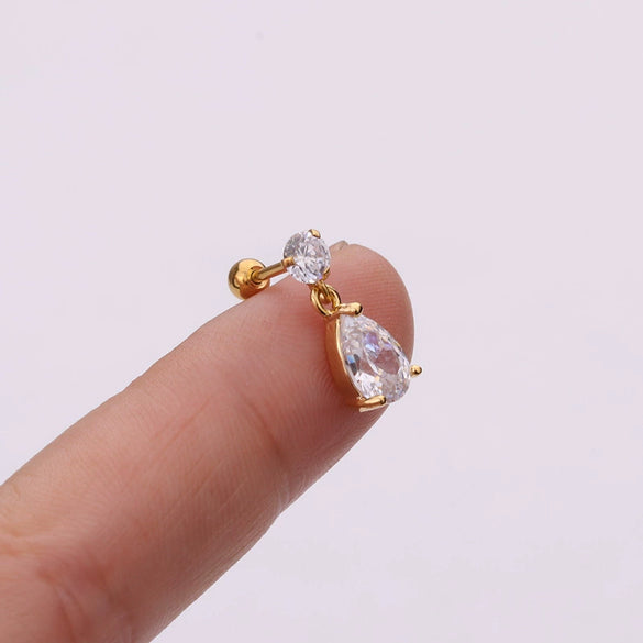 Metal Stainless Steel Heart Shaped Inlaid Zircon Cartilage Earrings