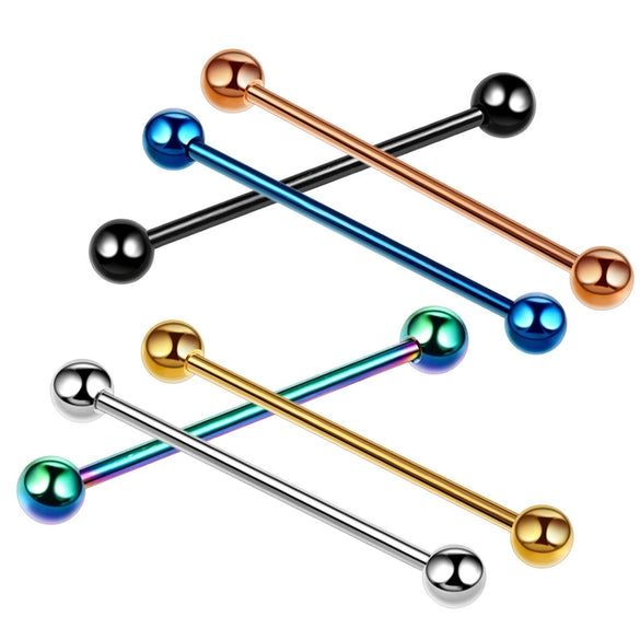 Metal Star Industrial Barbell Crossbar Straight Bar Electroplated Earrings