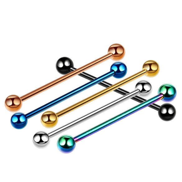 Metal Star Industrial Barbell Crossbar Straight Bar Electroplated Earrings