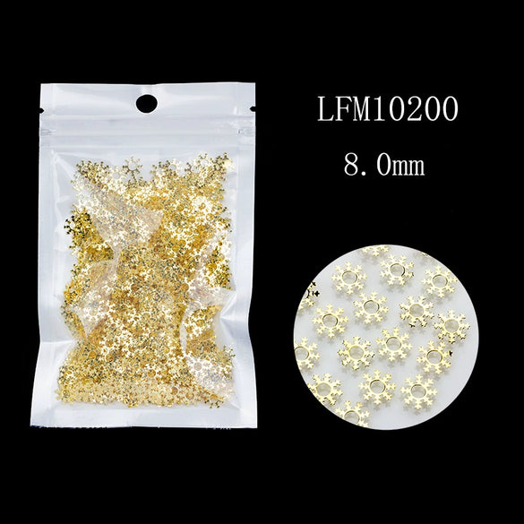 Metal Star Moon Snowflake Gear Nail Art Rivet Charms Simple Decorative Nail Jewelry Patch For Diy Nail Design