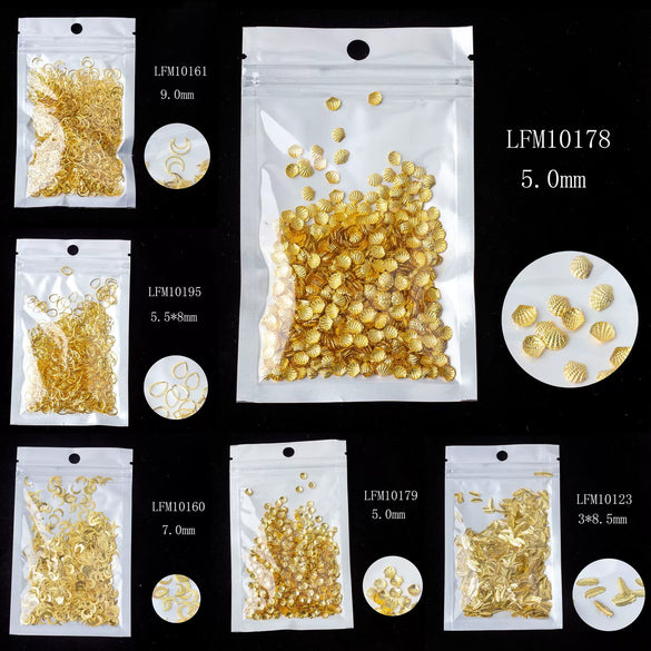 Metal Star Moon Snowflake Gear Nail Art Rivet Charms Simple Decorative Nail Jewelry Patch For Diy Nail Design