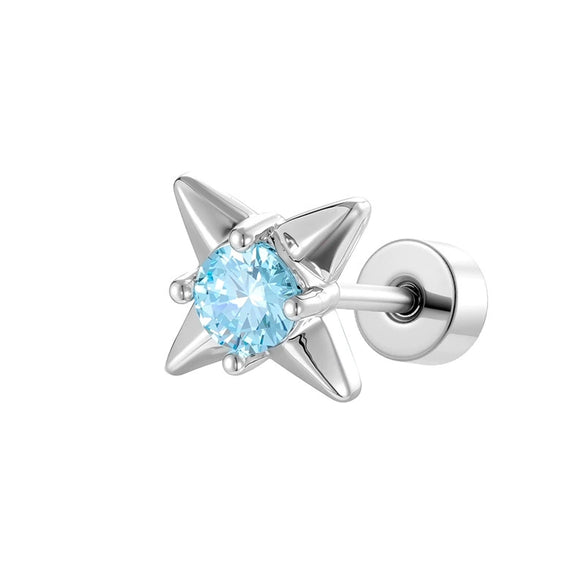 Metal Star Shaped Piercing Earrings Set With Zirconia Fashion Unisex