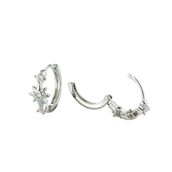 Metal Star Zirconia Fashion Style Unisex Piercing Earrings