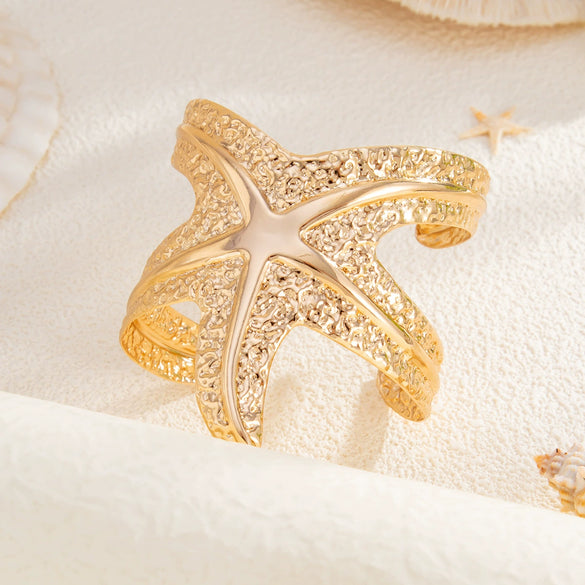 Metal Starfish Bracelet With Exaggerated Design Electroplated Iron For Women