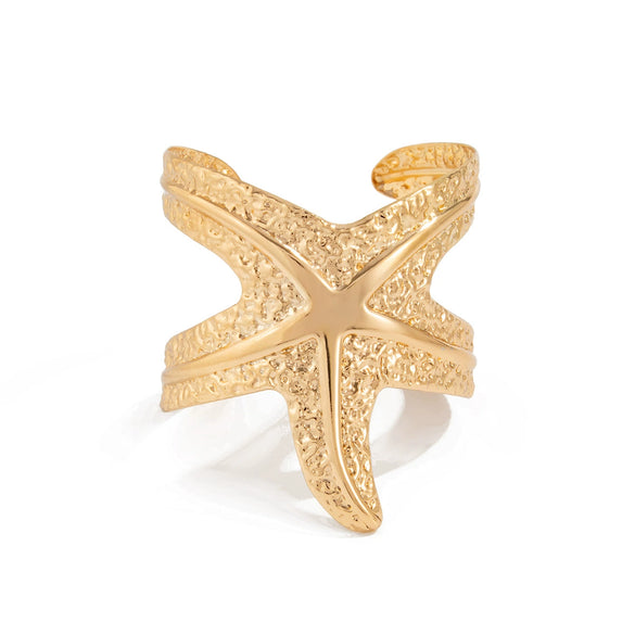 Metal Starfish Bracelet With Exaggerated Design Electroplated Iron For Women