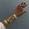 Metal Starfish Scallop Geometric Open Bracelet Set For Women With Electroplating
