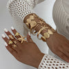 Metal Starfish Scallop Geometric Open Bracelet Set For Women With Electroplating