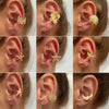 Metal Starfish Shell Cshaped Ear Clip And Flower Moon Earrings With Electroplating Star And Flower Pattern For Women
