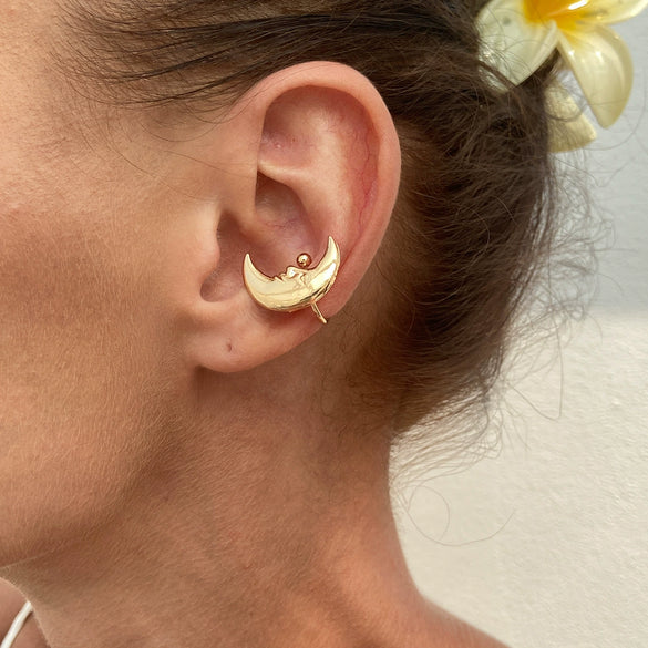Metal Starfish Shell Cshaped Ear Clip And Flower Moon Earrings With Electroplating Star And Flower Pattern For Women