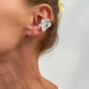 Metal Starfish Shell Cshaped Ear Clip And Flower Moon Earrings With Electroplating Star And Flower Pattern For Women