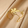 Metal Style Flowers Leaves Petals Open Circle Stainless Steel Gold Platinum Electroplated Bracelet For Women