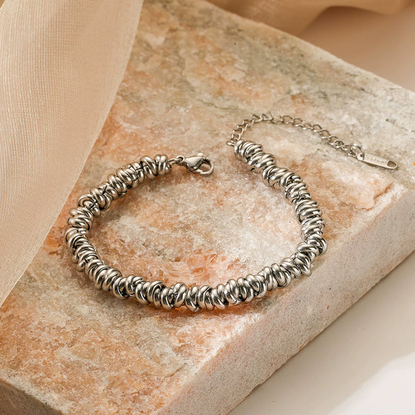 Metal Style Threecolor Thick Chain Titanium Steel Women's Bracelet With Geometric Pattern And Electroplating Treatment