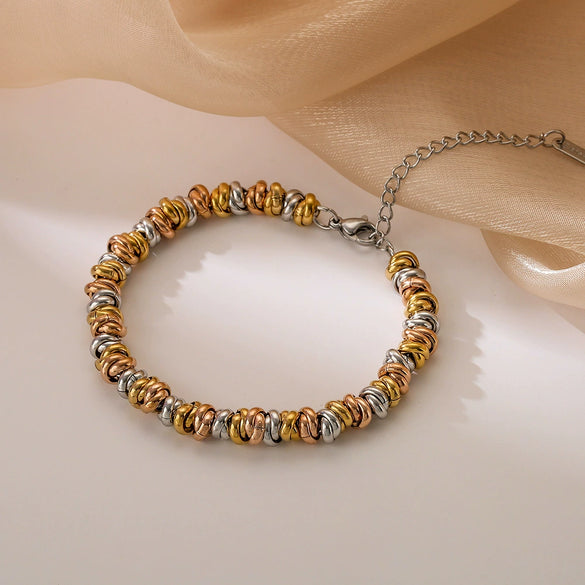 Metal Style Threecolor Thick Chain Titanium Steel Women's Bracelet With Geometric Pattern And Electroplating Treatment