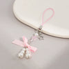 Metal Sweet Bow Strawberry Lollipop Star Keychain Mobile Phone Chain With Plants Flowers Pattern And Electroplating Processing