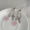 Metal Sweet Bow Strawberry Lollipop Star Keychain Mobile Phone Chain With Plants Flowers Pattern And Electroplating Processing