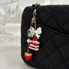Metal Sweet Bow Strawberry Lollipop Star Keychain Mobile Phone Chain With Plants Flowers Pattern And Electroplating Processing