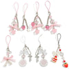 Metal Sweet Bow Strawberry Lollipop Star Keychain Mobile Phone Chain With Plants Flowers Pattern And Electroplating Processing