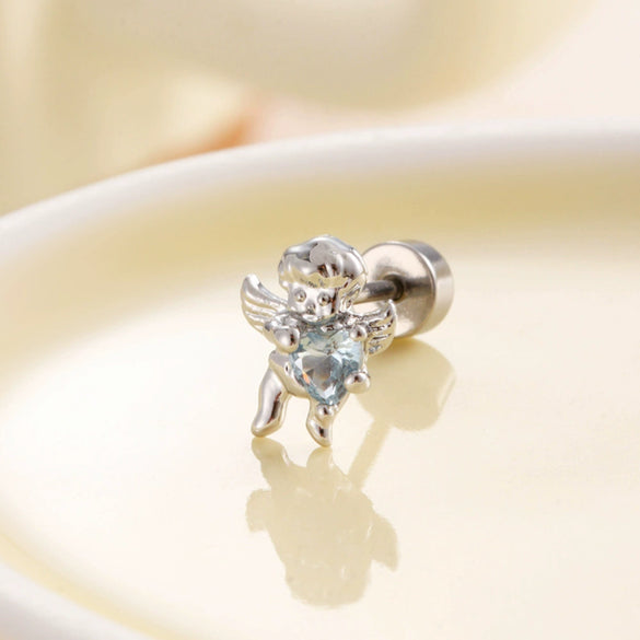 Metal Sweet Heart Shape Zircon Earrings For Women