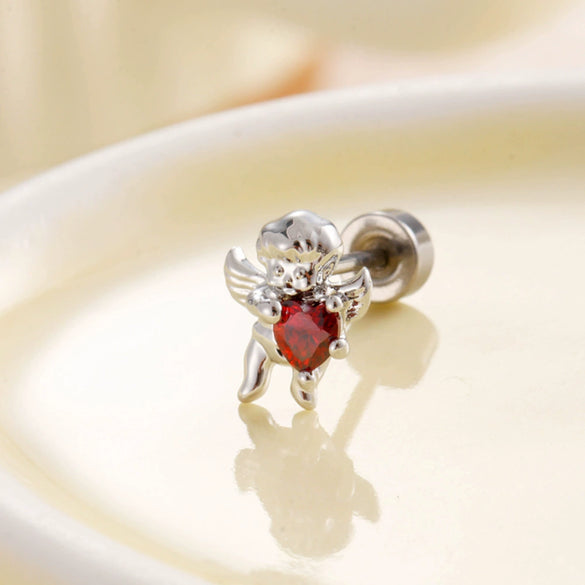 Metal Sweet Heart Shape Zircon Earrings For Women