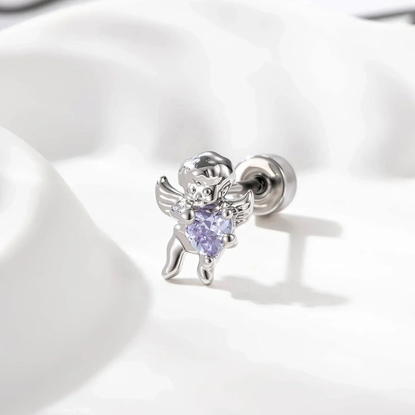 Metal Sweet Heart Shape Zircon Earrings For Women