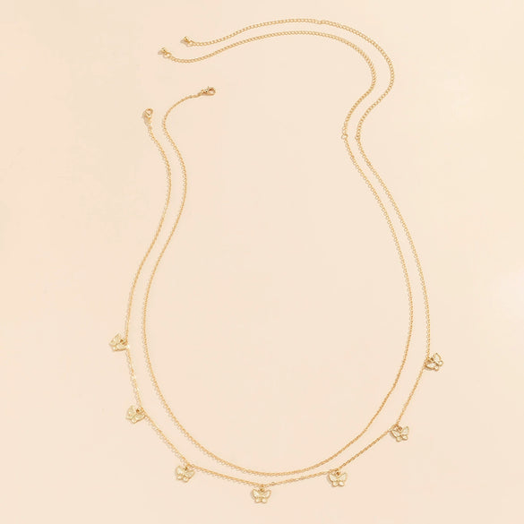 Metal Tassel Butterfly Pendant Double Waist Chain For Women Sweet Cool Spice Girl Style