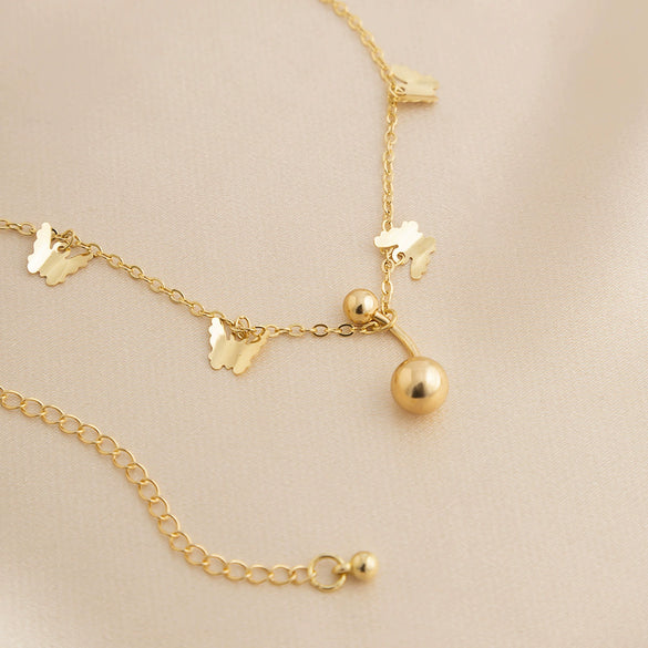 Metal Tassel Butterfly Pendant Double Waist Chain For Women Sweet Cool Style