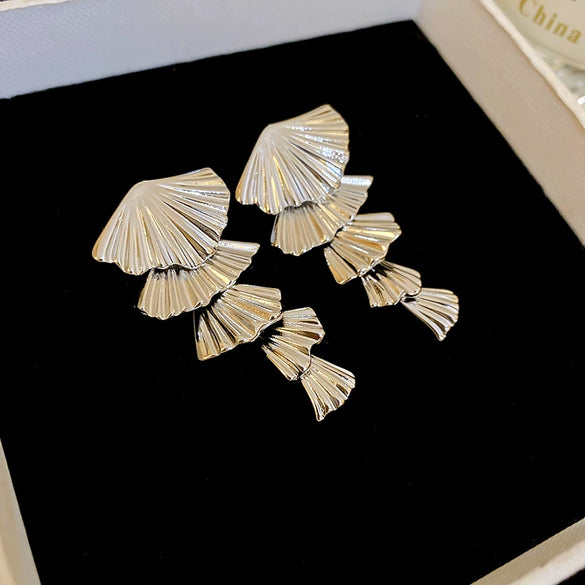 Metal Tassel Earrings Geometric High Sense Electroplating