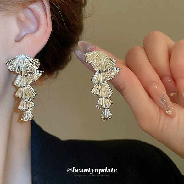 Metal Tassel Earrings Geometric High Sense Electroplating