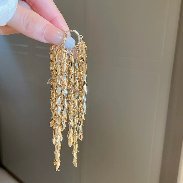 Metal Tassel Earrings With Flower Pattern Electroplated In Silver Needle Style Fashion Light Luxury Cold Retro Allmatch Highend For Women