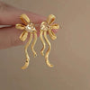 Metal Tassel Earrings With Flower Pattern Electroplated In Silver Needle Style Fashion Light Luxury Cold Retro Allmatch Highend For Women